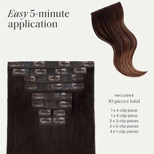 Luxy 24" Mocha Brown Balayage 100% Remy Hair Extensions 10 Pieces ($600 retail)